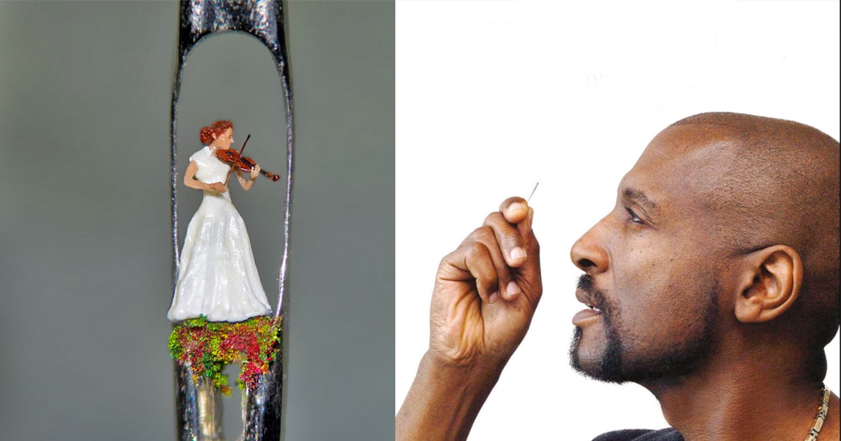 Man with autism creates tiniest handmade sculptures that fit in the eye of a needle