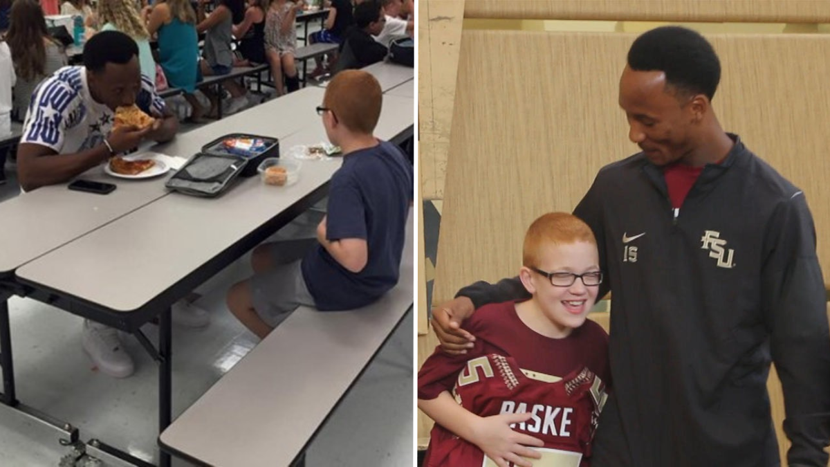 Football Player Chooses to Eat Lunch With Lonely Boy With Autism at School